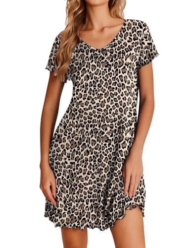 Ekouaer Women's Short Sleeve Ruffled Nightgown: $9.98