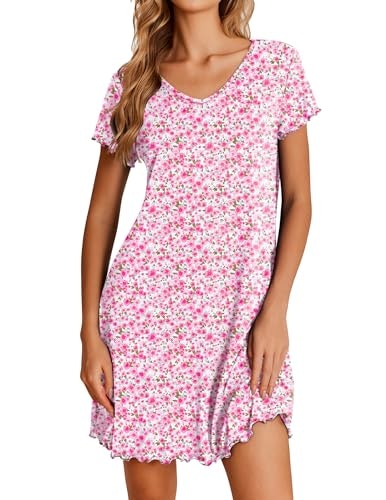 Ekouaer Women's Short Sleeve Ruffled Nightgown: $9.98