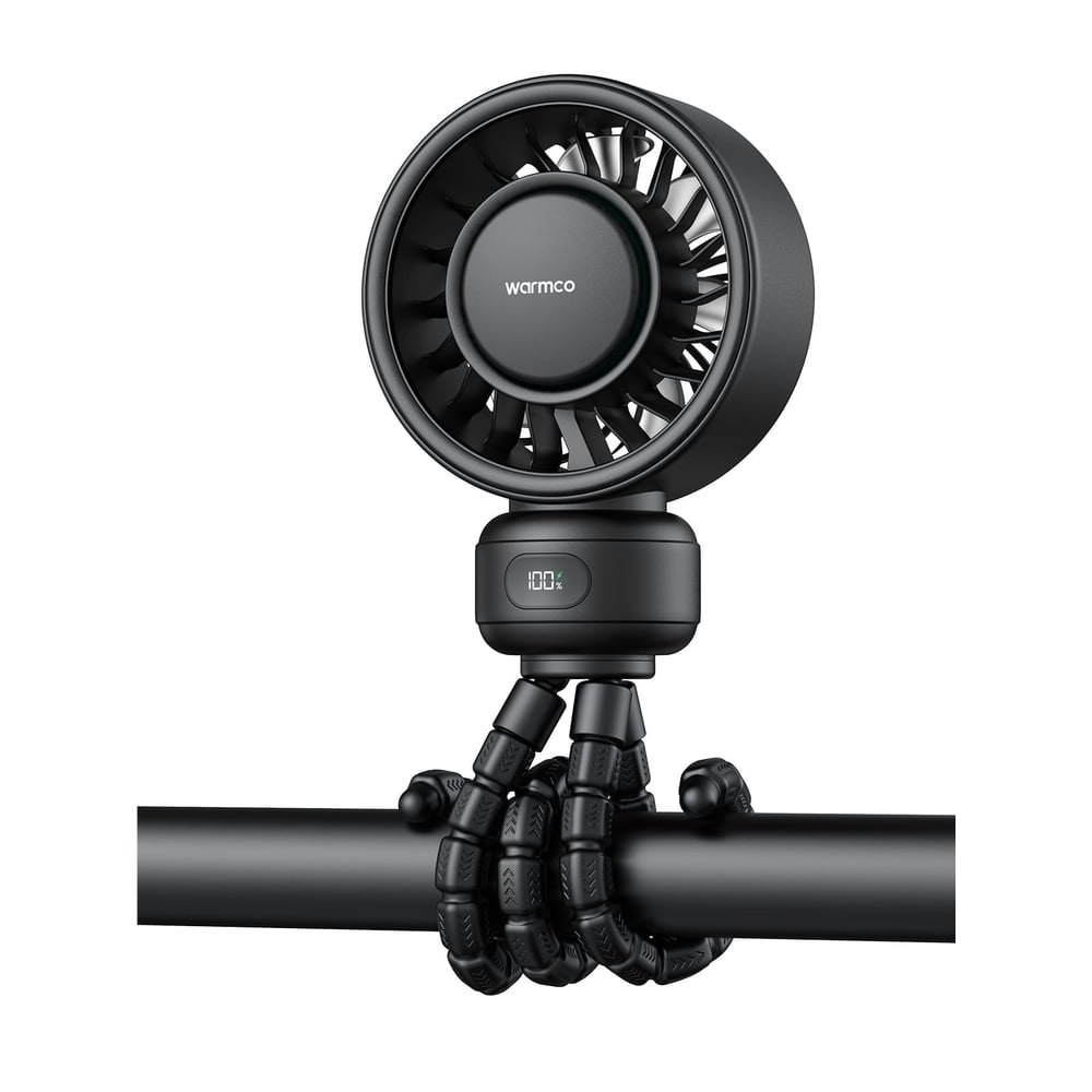 Warmco 4,000mAh Rechargeable Stroller Fan with Flexible Tripod: $17.86