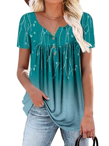 Roselinlin Women's Boho V-Neck Short Sleeve Shirt: $16.99 Roselinlin Women's Boho V-Neck Short Sleeve Shirt: $16.99