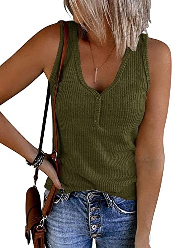 Merokeety Women's Sleeveless Ribbed Henley Tank Top: $14.98 Merokeety Women's Sleeveless Ribbed Henley Tank Top: $14.98