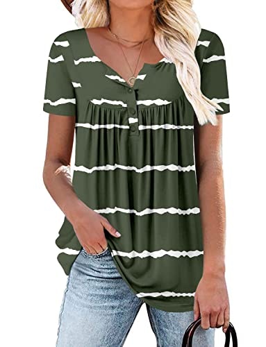 Women's Short Sleeve Striped Henley V-Neck Tunic Top: $12.74 Women's Short Sleeve Striped Henley V-Neck Tunic Top: $12.74