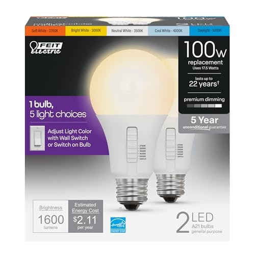 Feit Electric A21 Dimmable 100W Equivalent LED Light Bulb 2-Pack: $16.98 Feit Electric A21 Dimmable 100W Equivalent LED Light Bulb 2-Pack: $16.98