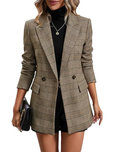 Mina Women's Plaid Herringbone Tweed Blazer: $50.99