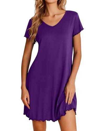 Ekouaer Women's Short Sleeve Ruffled Nightgown: $9.98 Ekouaer Women's Short Sleeve Ruffled Nightgown: $9.98