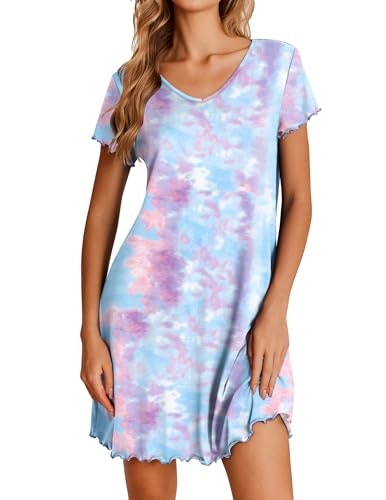 Ekouaer Women's Short Sleeve Ruffled Nightgown: $9.98 Ekouaer Women's Short Sleeve Ruffled Nightgown: $9.98