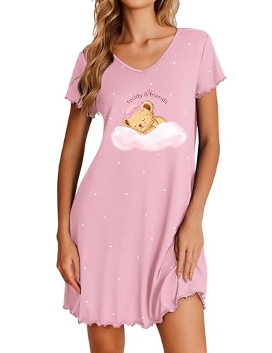 Ekouaer Women's Short Sleeve Ruffled Nightgown: $8.49 Ekouaer Women's Short Sleeve Ruffled Nightgown: $8.49