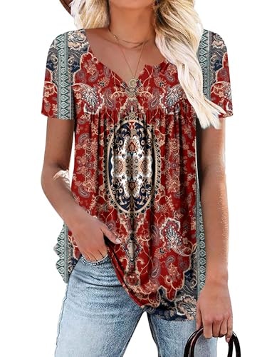 Roselinlin Women's Floral V-Neck Plus Size Tunic: $16.99 Roselinlin Women's Floral V-Neck Plus Size Tunic: $16.99