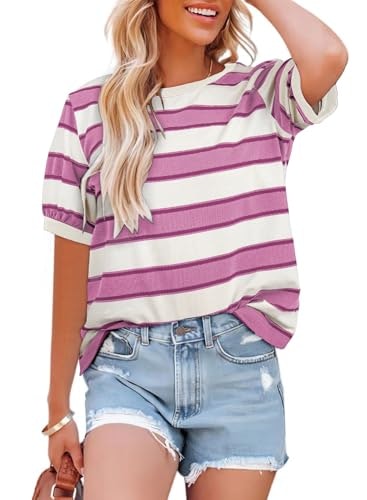 Dokotoo Women's Striped Color Block Crewneck T-Shirt: $12.73 Dokotoo Women's Striped Color Block Crewneck T-Shirt: $12.73