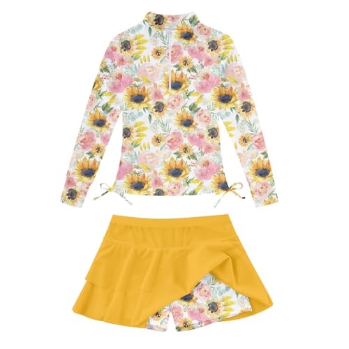 Girls Sunflower Rash Guard Swimsuit and Skirt Set Size 7-8: $16.14 Girls Sunflower Rash Guard Swimsuit and Skirt Set Size 7-8: $16.14
