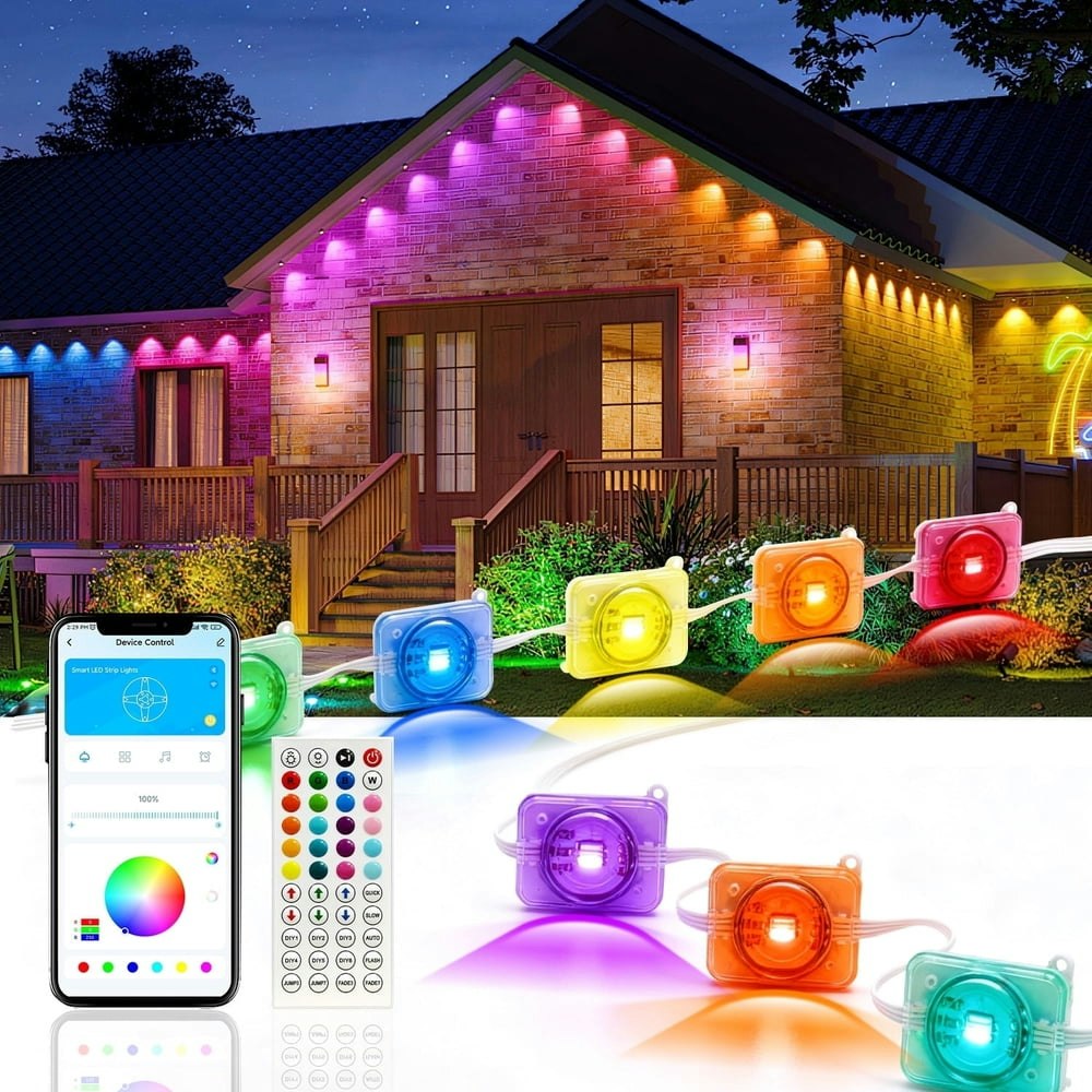 Volivo 200-Foot 100-LED RGB Permanent Outdoor String Lights: $76.98