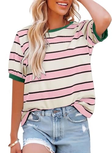 Dokotoo Women's Striped Color Block Crewneck T-Shirt: $12.73 Dokotoo Women's Striped Color Block Crewneck T-Shirt: $12.73