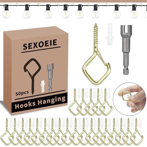 Sexoeie Gold Eye Screw Hooks with Safety Buckle 50-Pack: $15.29 Sexoeie Gold Eye Screw Hooks with Safety Buckle 50-Pack: $15.29