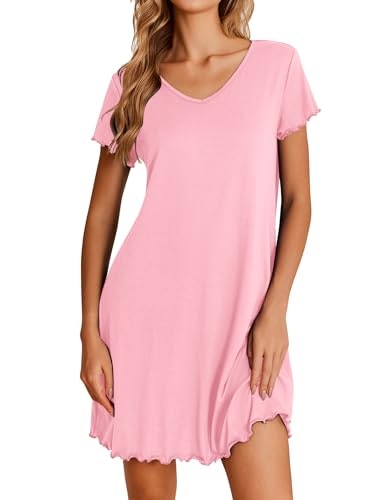 Ekouaer Women's Short Sleeve Ruffled Nightgown: $9.98