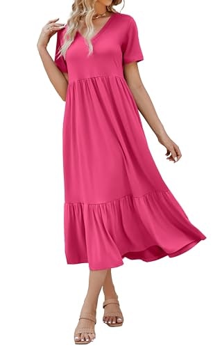 Women's Short Sleeve V-Neck Tiered Maxi Sundress: $19.98 Women's Short Sleeve V-Neck Tiered Maxi Sundress: $19.98