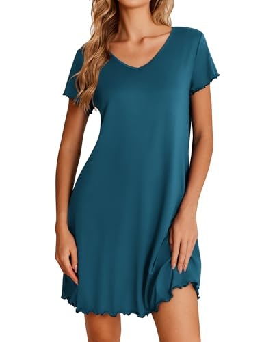 Ekouaer Women's Short Sleeve Ruffled Nightgown: $9.98 Ekouaer Women's Short Sleeve Ruffled Nightgown: $9.98