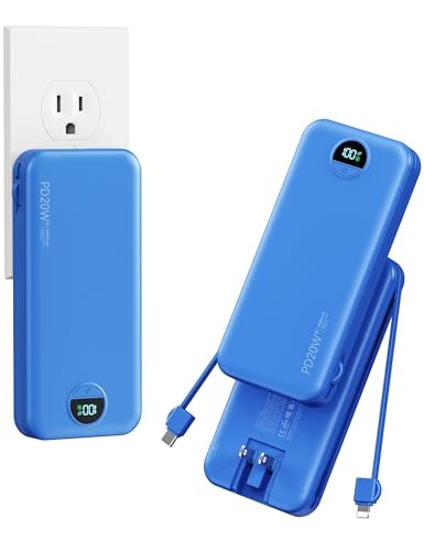 10,000mAh Compact Portable Charger with Built-in Cables and Wall Plug: $26.98 10,000mAh Compact Portable Charger with Built-in Cables and Wall Plug: $26.98