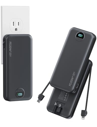 10,000mAh Compact Portable Charger with Built-in Cables and Wall Plug: $26.98 10,000mAh Compact Portable Charger with Built-in Cables and Wall Plug: $26.98