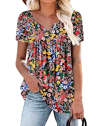 Roselinlin Women's Henley Short Sleeve Summer Top: $12.74