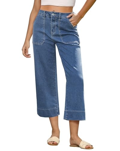 Grapent Women's Wide Leg Cropped Capri Jeans: $30 Grapent Women's Wide Leg Cropped Capri Jeans: $30
