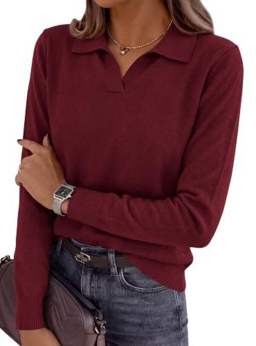 Prettygarden Women's Long Sleeve Collared Polo Sweater: $19.99 Prettygarden Women's Long Sleeve Collared Polo Sweater: $19.99