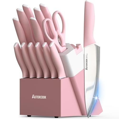 Astercook 15-Piece Kitchen Knife Set with Block and Sharpener: $39.97 Astercook 15-Piece Kitchen Knife Set with Block and Sharpener: $39.97