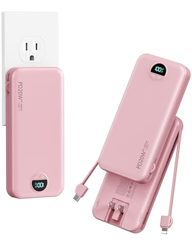 10,000mAh Compact Portable Charger with Built-in Cables and Wall Plug: $26.98 10,000mAh Compact Portable Charger with Built-in Cables and Wall Plug: $26.98