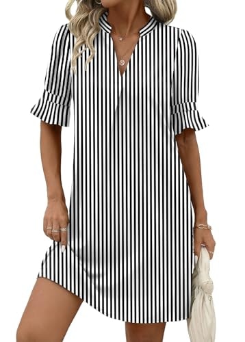 Zeagoo Women's V-Neck A-Line Shirt Dress: $19.98 Zeagoo Women's V-Neck A-Line Shirt Dress: $19.98