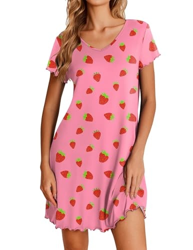 Ekouaer Women's Short Sleeve Ruffled Nightgown: $9.98 Ekouaer Women's Short Sleeve Ruffled Nightgown: $9.98