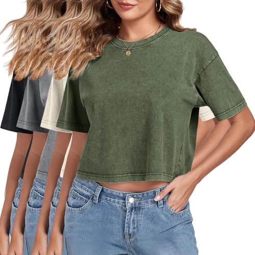 Women's Acid Wash Crop Top T-Shirt 4-Pack: $39.09 Women's Acid Wash Crop Top T-Shirt 4-Pack: $39.09