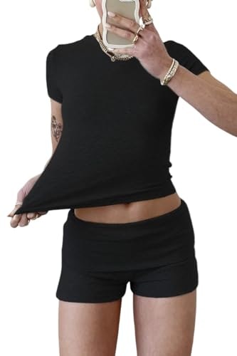 Yetowa Women's Y2K 2-Piece Short Sleeve Tracksuit: $12.73 Yetowa Women's Y2K 2-Piece Short Sleeve Tracksuit: $12.73