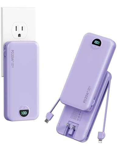 10,000mAh Compact Portable Charger with Built-in Cables and Wall Plug: $26.98 10,000mAh Compact Portable Charger with Built-in Cables and Wall Plug: $26.98
