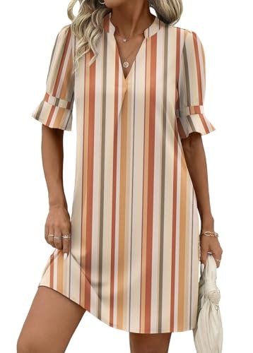 Zeagoo Women's V-Neck Vertical Stripe Swing Dress: $28.68 Zeagoo Women's V-Neck Vertical Stripe Swing Dress: $28.68