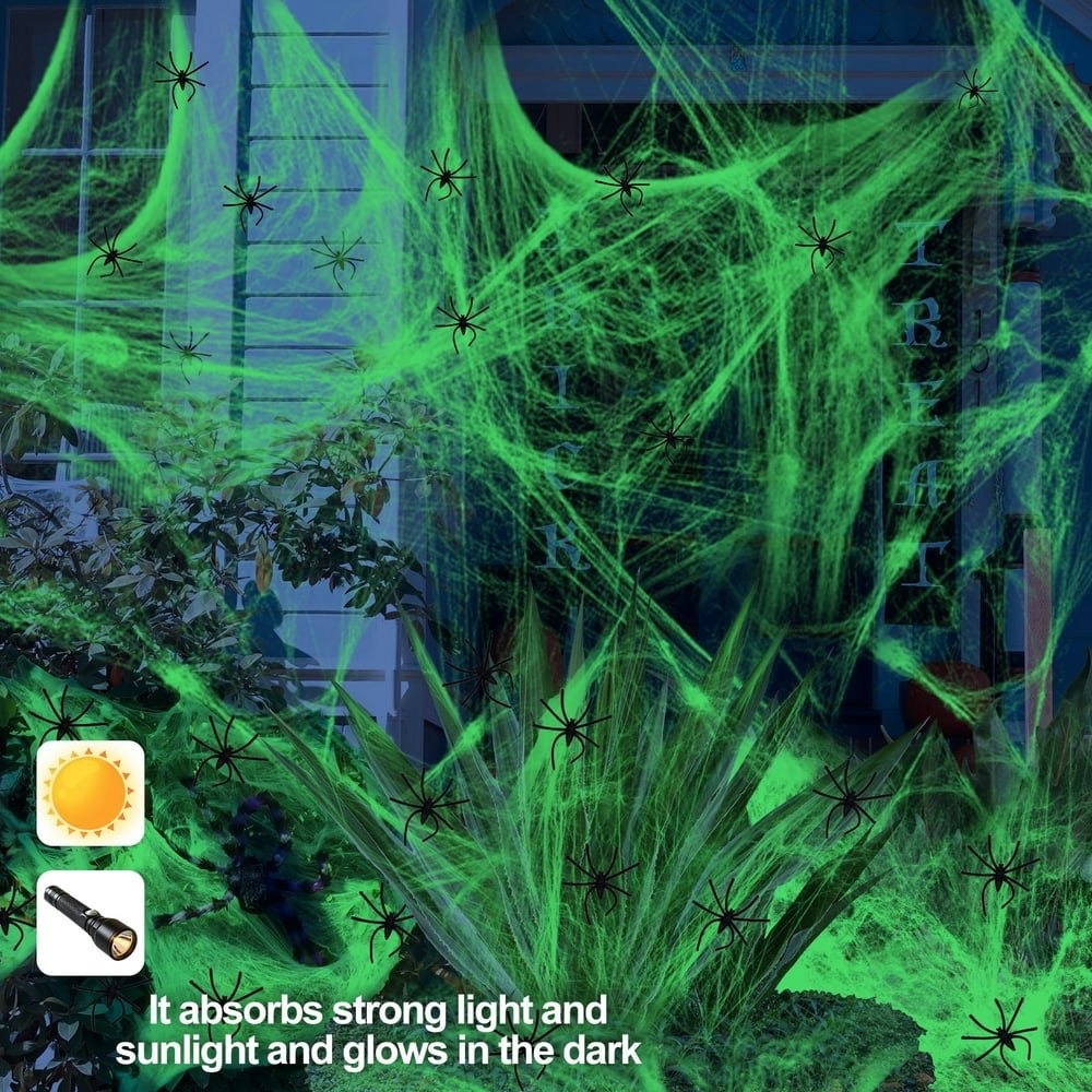 Glow in the Dark Spider Web Halloween Decoration 100-Pack: $13.99