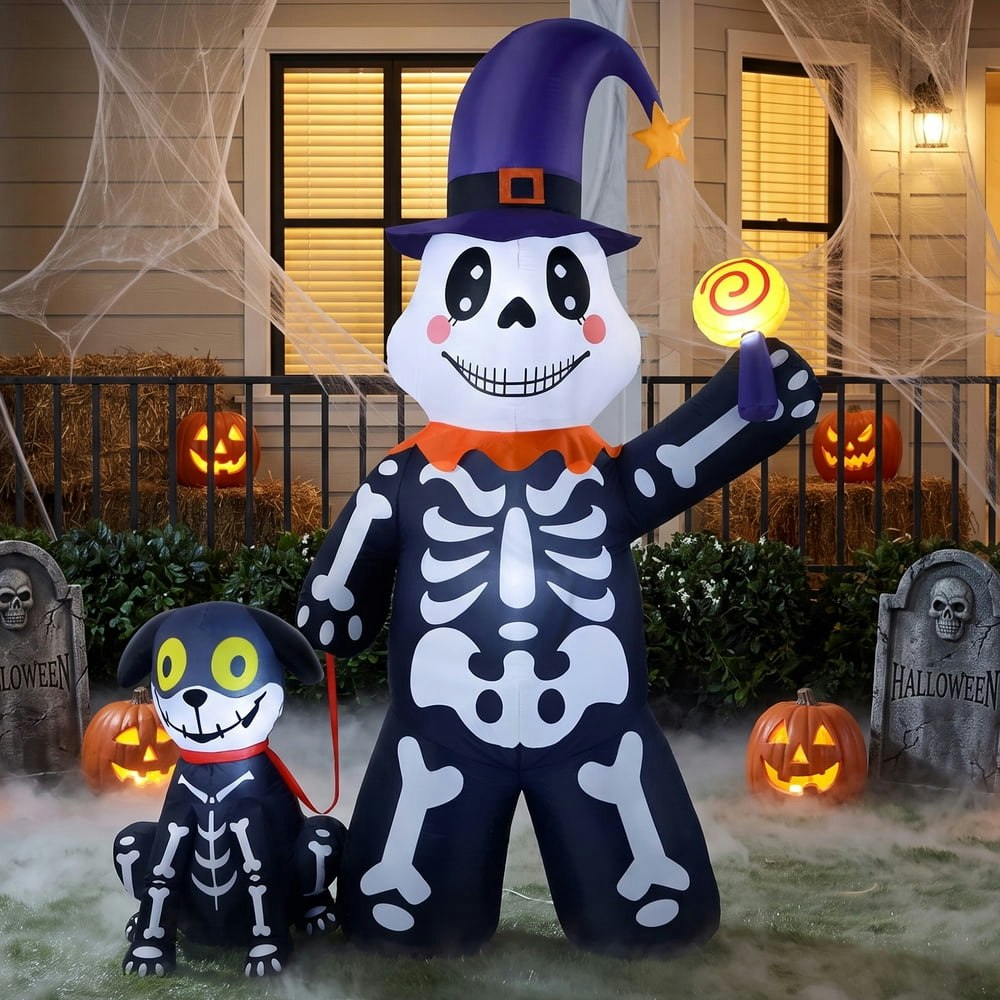Ayieyill Halloween Skeleton and Dog Inflatable Yard Decoration: $53.99 Ayieyill Halloween Skeleton and Dog Inflatable Yard Decoration: $53.99