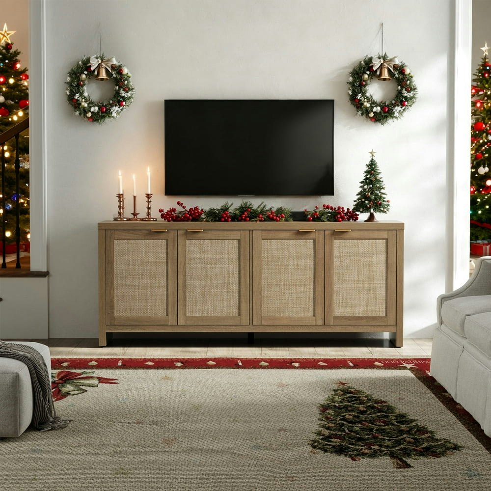 Sicotas 61.5-inch Rattan TV Stand: $195.99 Sicotas 61.5-inch Rattan TV Stand: $195.99