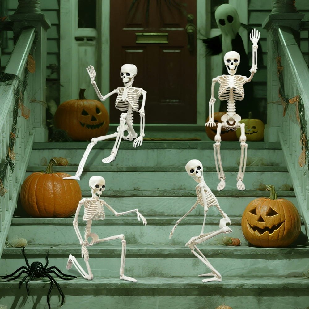 Agcan Posable Halloween Hanging Skeleton 4-Pack: $19.79