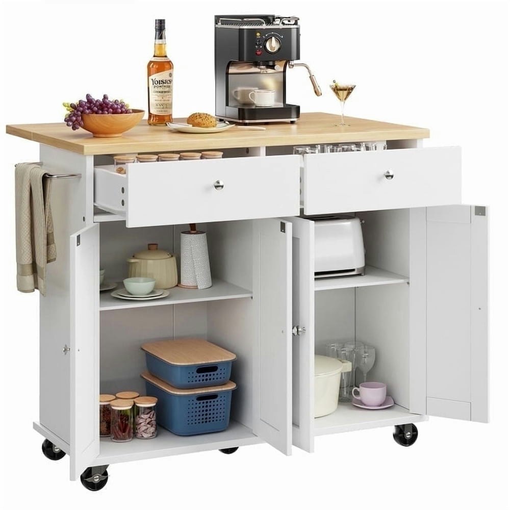 Walsunny Kitchen Island Cart with Drop Leaf and Storage: $129.99 Walsunny Kitchen Island Cart with Drop Leaf and Storage: $129.99