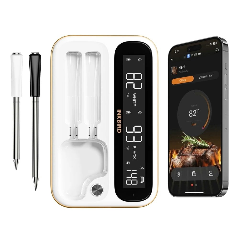 Inkbird WiFi and Bluetooth Wireless Meat Thermometer with 2 Probes: $70.99 Inkbird WiFi and Bluetooth Wireless Meat Thermometer with 2 Probes: $70.99