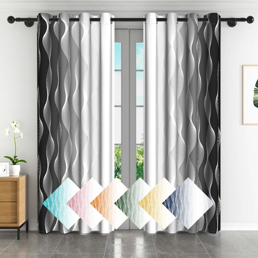 Lfeey Black and White Textured Blackout Curtains 63-inch 2-Panel Set: $24.86 Lfeey Black and White Textured Blackout Curtains 63-inch 2-Panel Set: $24.86