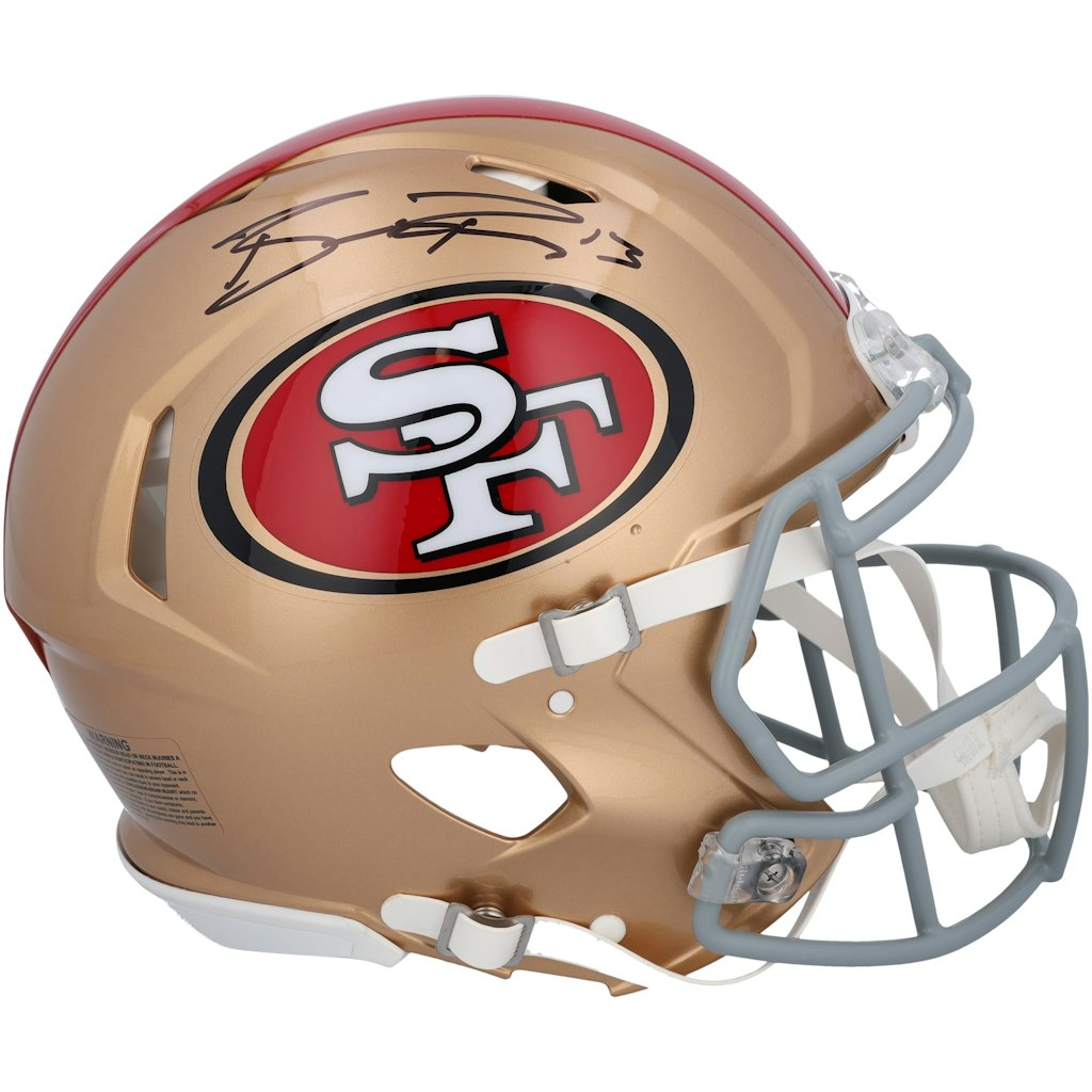 Brock Purdy Autographed San Francisco 49ers Riddell Speed Authentic Helmet: $899.99 Brock Purdy Autographed San Francisco 49ers Riddell Speed Authentic Helmet: $899.99