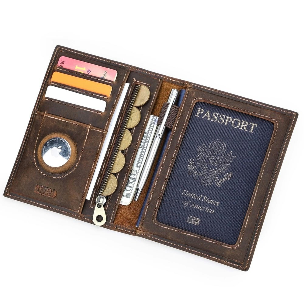 Contact's Leather RFID Passport Wallet with AirTag Slot: $19.58 Contact's Leather RFID Passport Wallet with AirTag Slot: $19.58