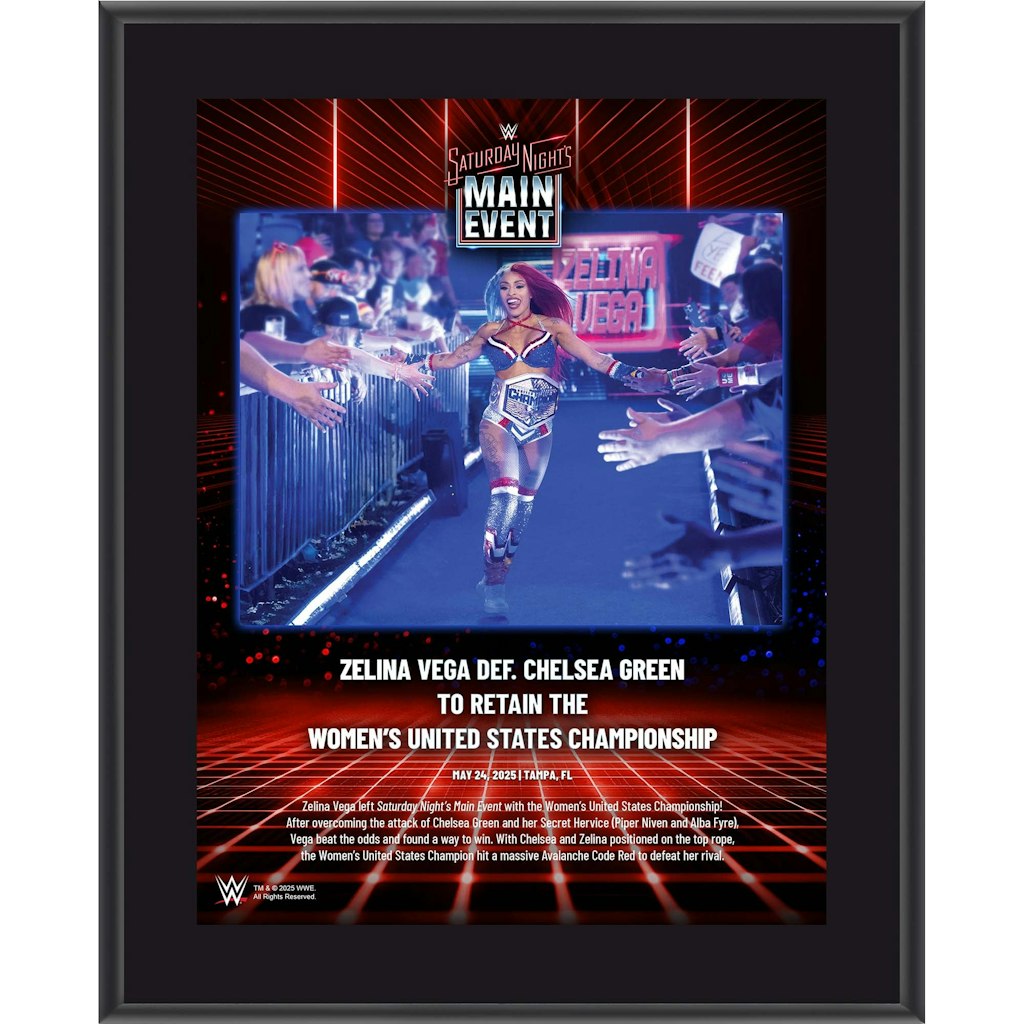 Zelina Vega WWE Saturday Night's Main Event 10.5" x 13" Sublimated Plaque: $29.99