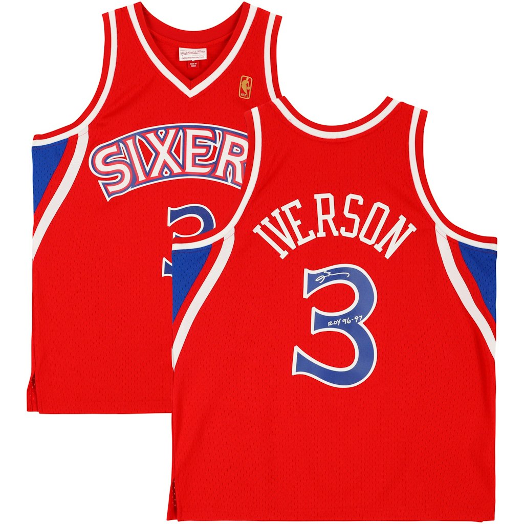 Allen Iverson Autographed Philadelphia 76ers 1996-97 Mitchell & Ness Swingman Jersey: $549.99 Allen Iverson Autographed Philadelphia 76ers 1996-97 Mitchell & Ness Swingman Jersey: $549.99
