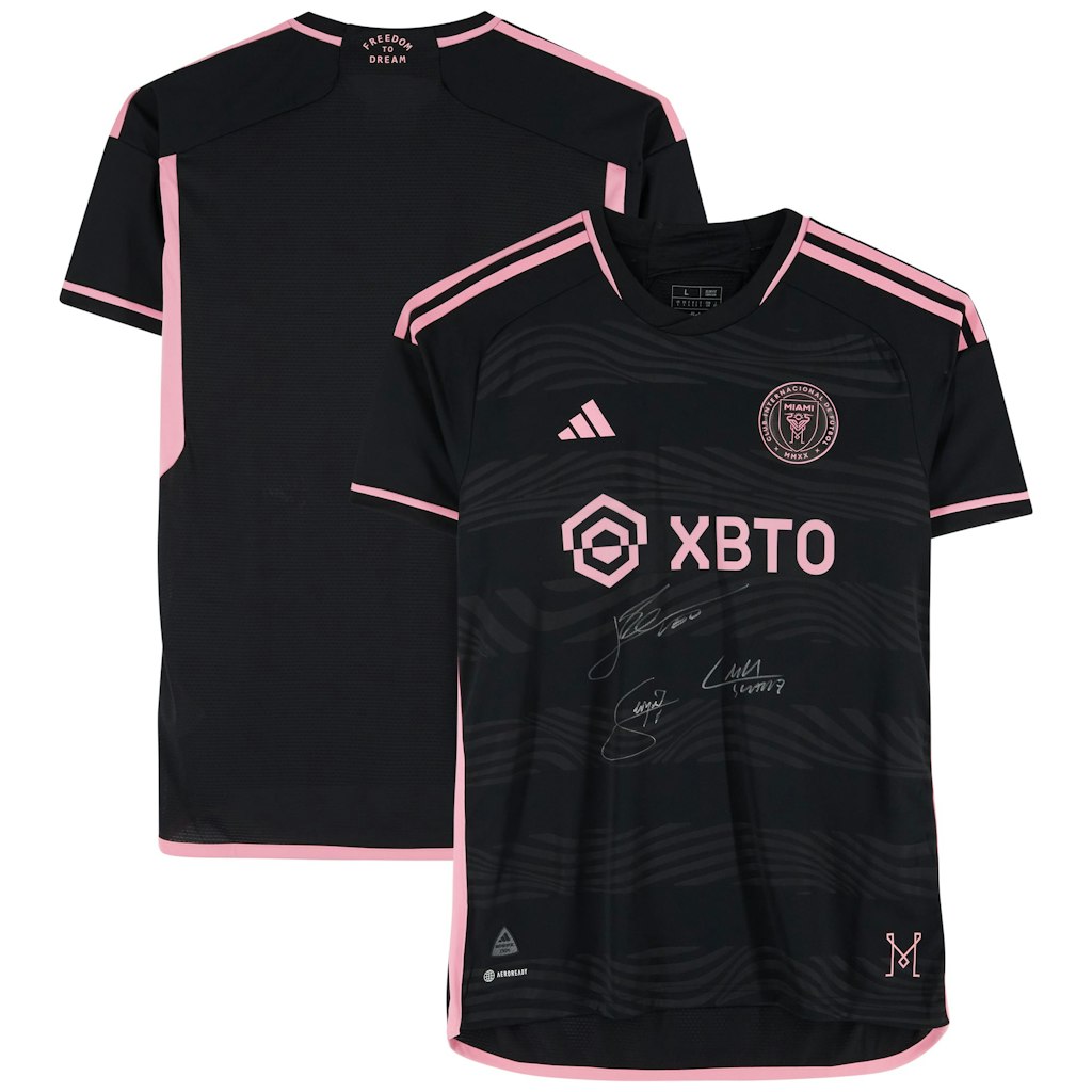 Lionel Messi, Luis Suarez, and Sergio Busquets Autographed 2023 Inter Miami CF Jersey: $5,999.99 Lionel Messi, Luis Suarez, and Sergio Busquets Autographed 2023 Inter Miami CF Jersey: $5,999.99