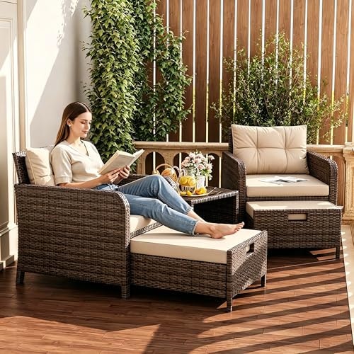 LHBcraft 5-Piece PE Wicker Patio Furniture Set: $233.99 LHBcraft 5-Piece PE Wicker Patio Furniture Set: $233.99