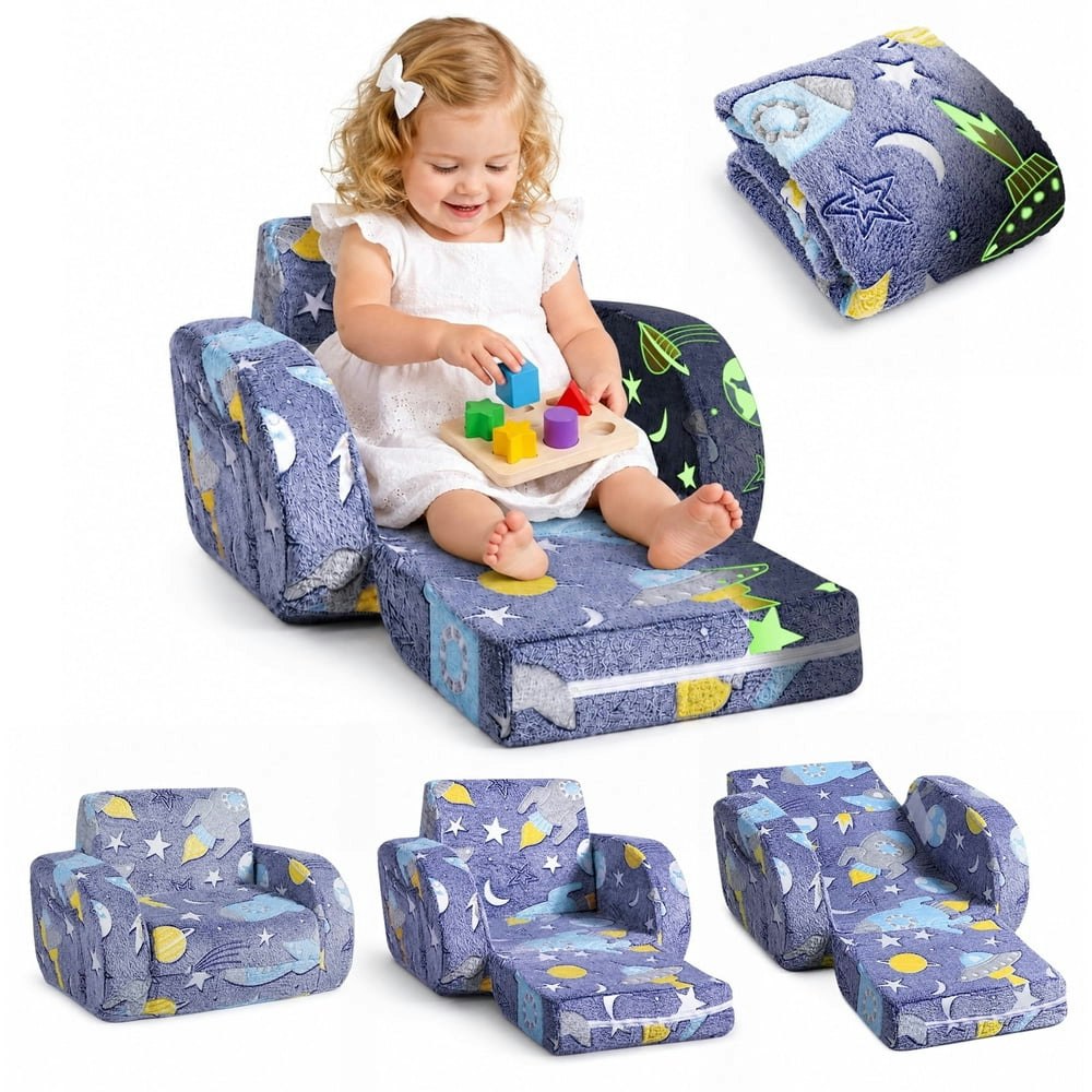 3-in-1 Glow-in-the-Dark Convertible Toddler Sofa Bed: $35.99 3-in-1 Glow-in-the-Dark Convertible Toddler Sofa Bed: $35.99