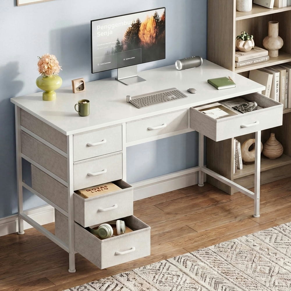 Aodk 40-inch 6-Drawer Corner Computer Desk: $56.99 Aodk 40-inch 6-Drawer Corner Computer Desk: $56.99