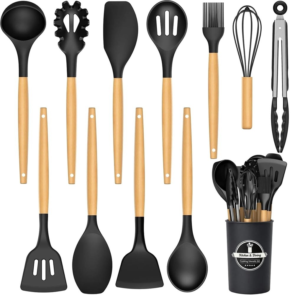 Kisportee 12-Piece Silicone Cooking Utensil Set: $14.39 Kisportee 12-Piece Silicone Cooking Utensil Set: $14.39
