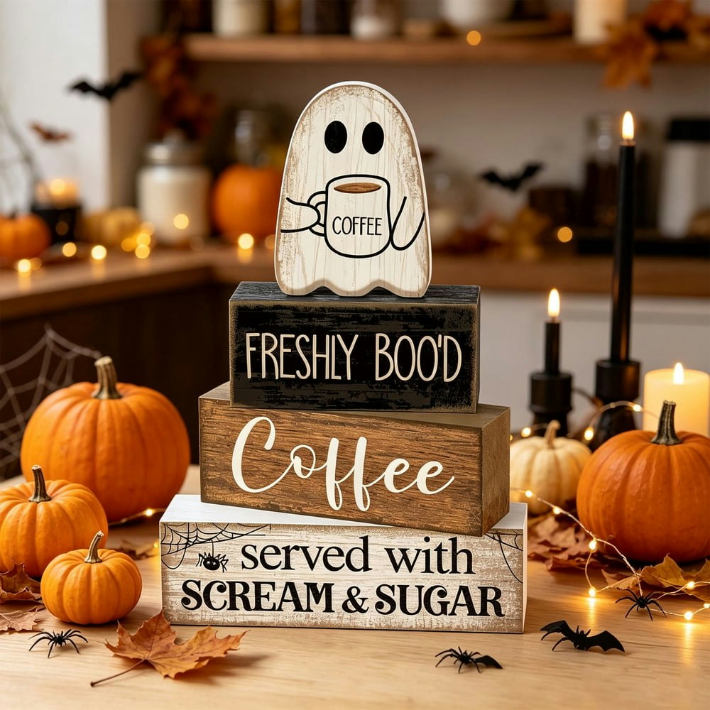 Halloween Ghost Wooden Table Decorations 4-Pack: $11.33 Halloween Ghost Wooden Table Decorations 4-Pack: $11.33